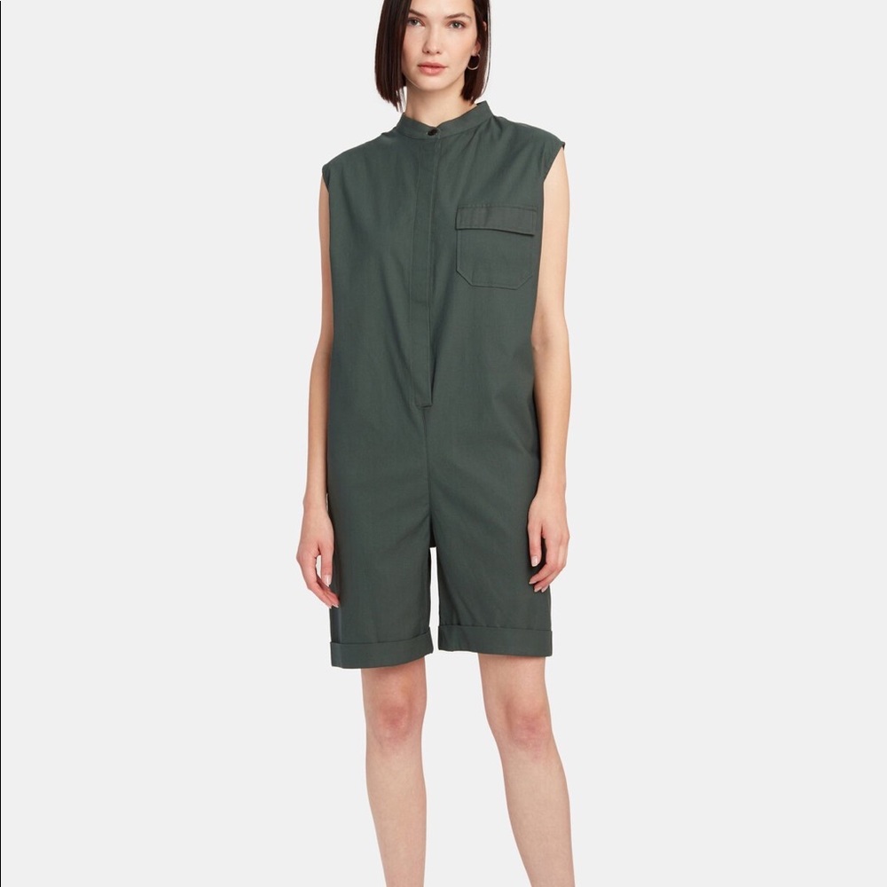 Womens OSFM Eien29 Mandarin Shorts Jumpsuit Green NWT